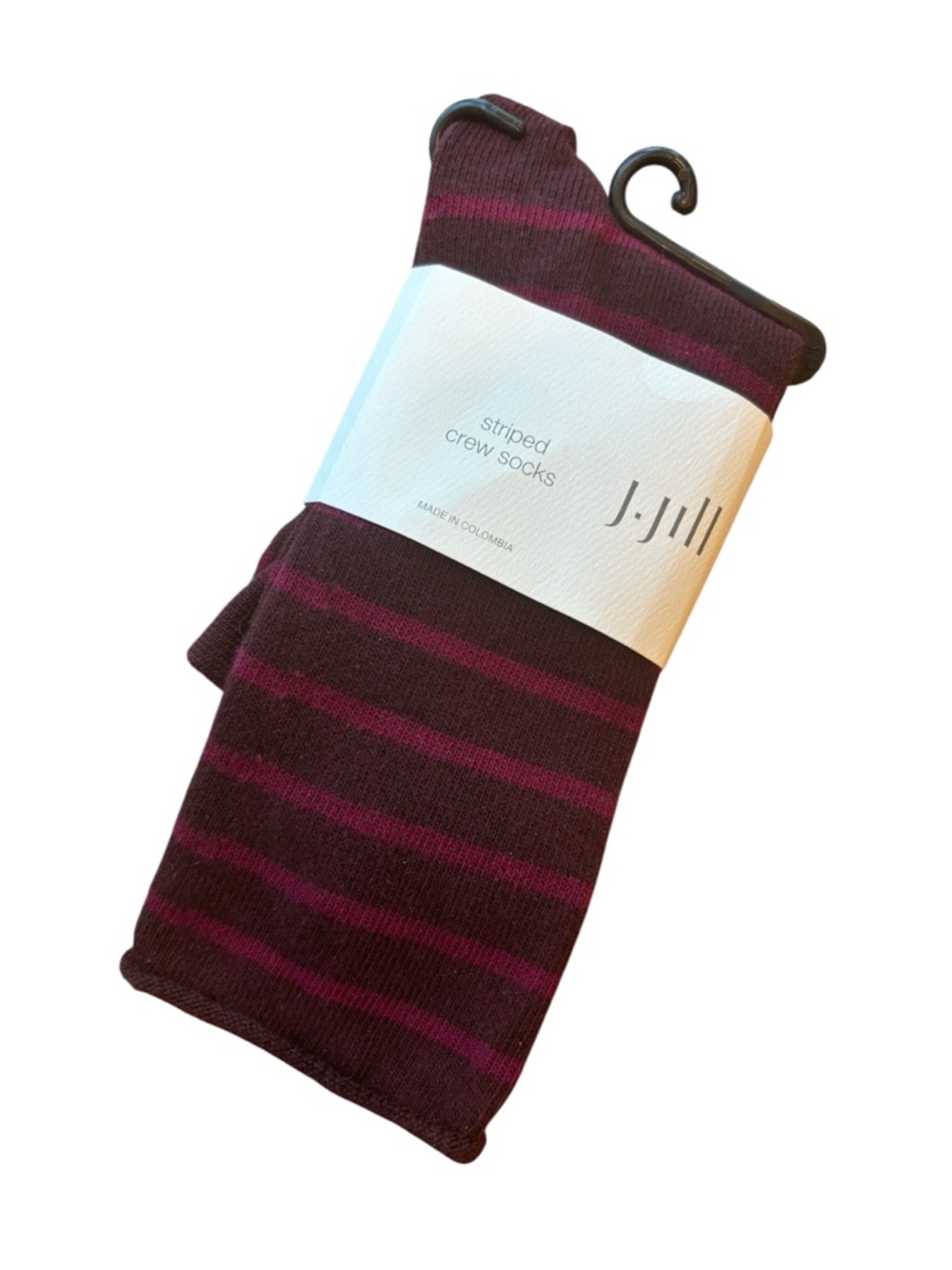 J. Jill Socks Striped Crew Plum NIP One Size